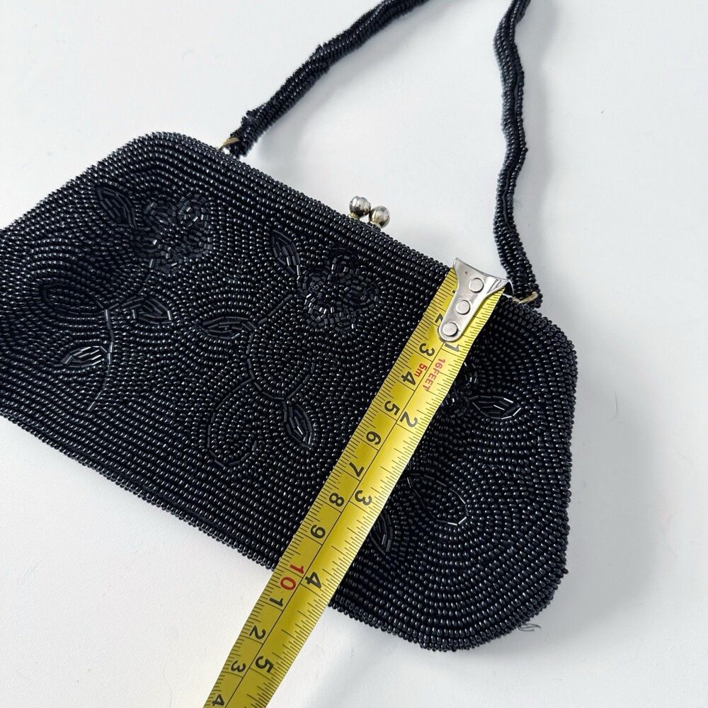 Vtg Black Beaded Evening Bag Purse Richere Bag by Walborg 1960s Made In Japan - Picture 12 of 16